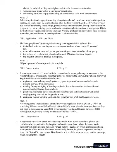 Test Bank For Contemporary Nursing: Issues, Trends, And Management, 7th Edition - Page 12 preview image