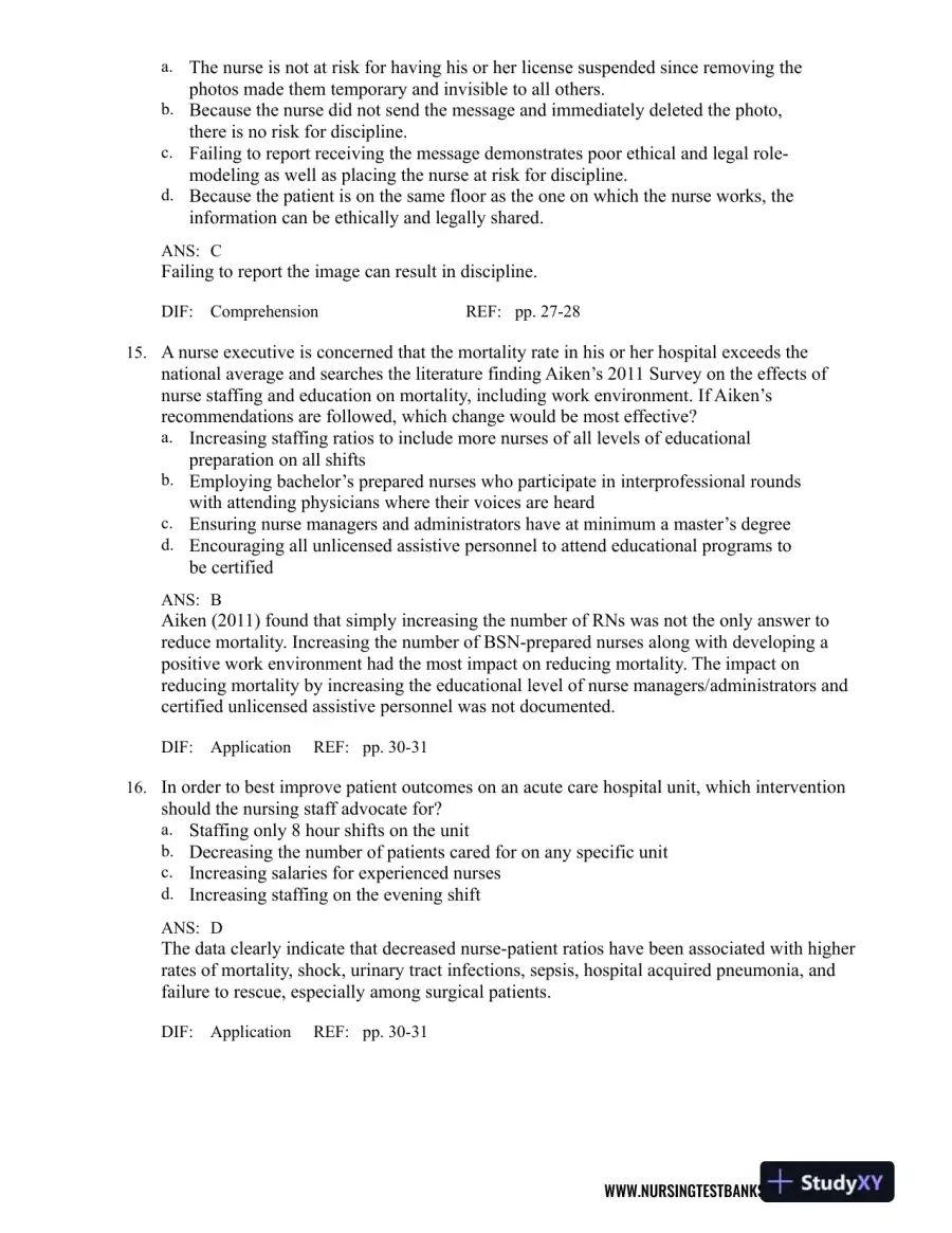 Test Bank For Contemporary Nursing: Issues, Trends, And Management, 7th Edition, page 13
