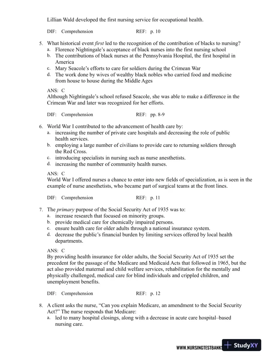 Test Bank For Contemporary Nursing: Issues, Trends, And Management, 7th Edition, page 3