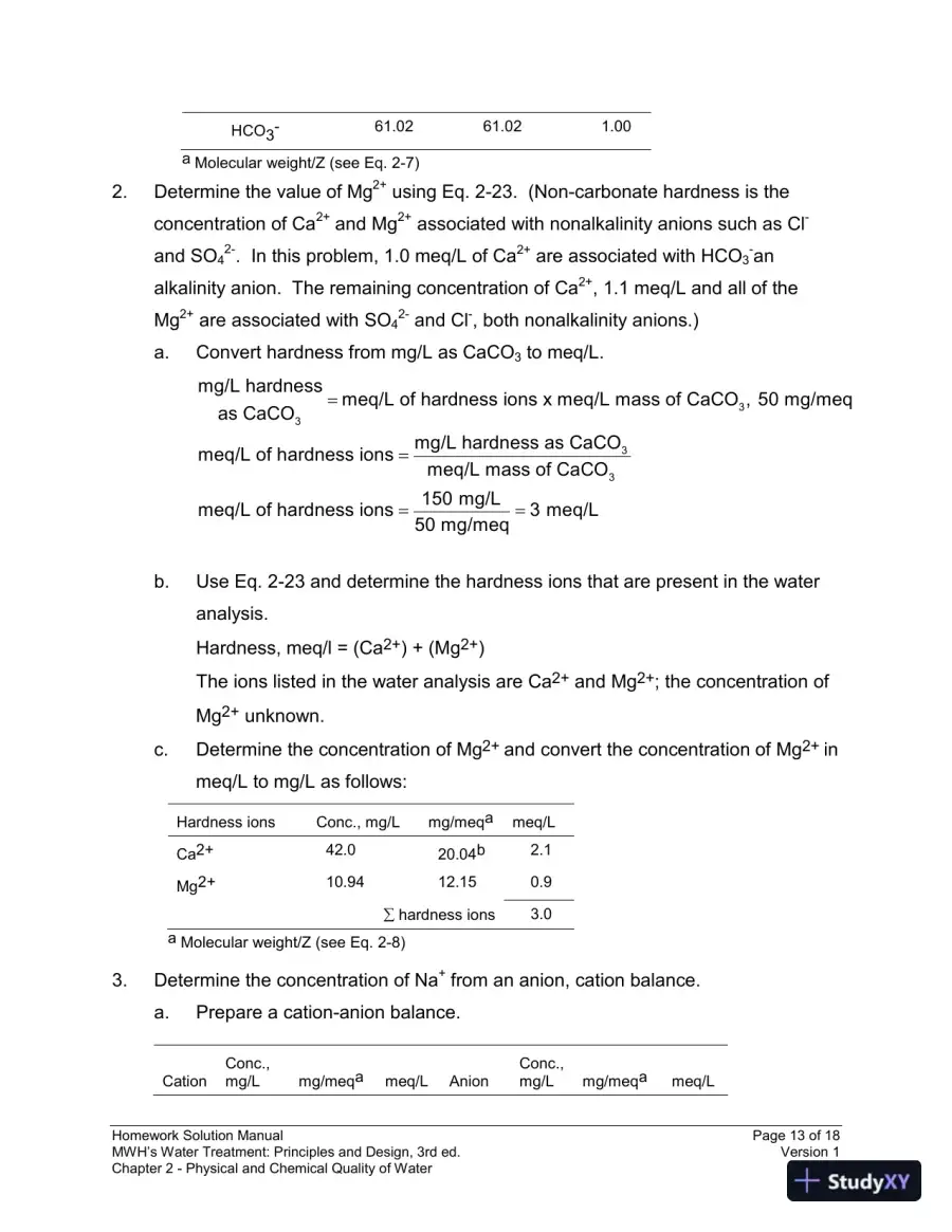 Solution Manual for MWH's Water Treatment: Principles and Design, 3rd Edition, page 14