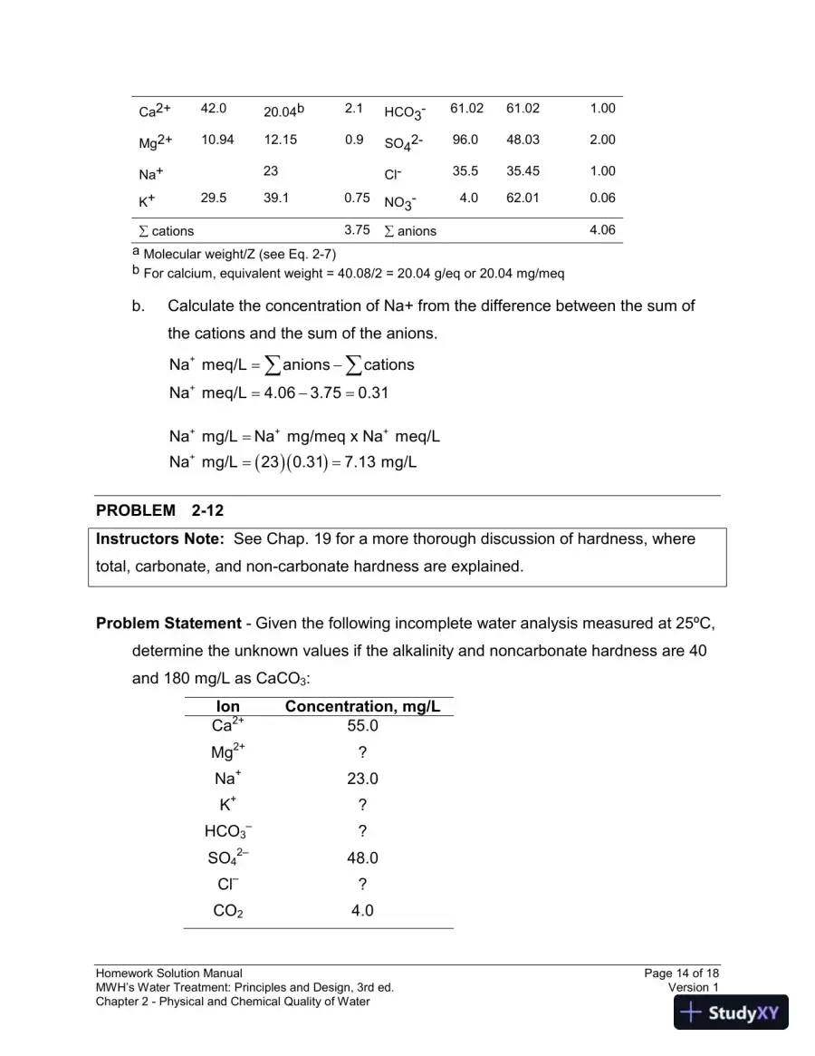 Solution Manual for MWH's Water Treatment: Principles and Design, 3rd Edition, page 15