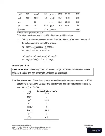 Solution Manual for MWH's Water Treatment: Principles and Design, 3rd Edition - Page 15 preview image