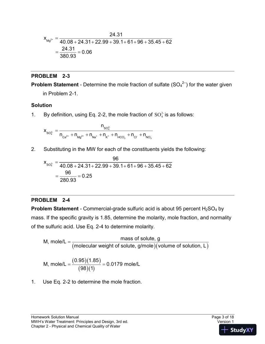 Solution Manual for MWH's Water Treatment: Principles and Design, 3rd Edition, page 4
