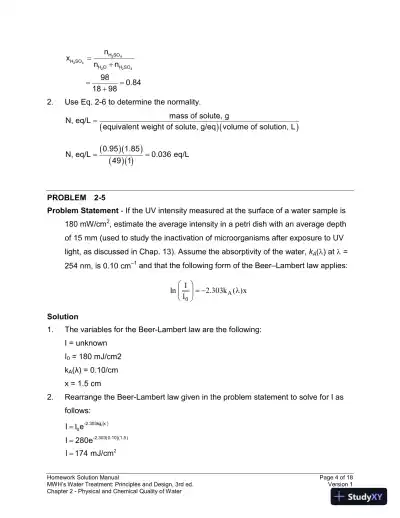 Solution Manual for MWH's Water Treatment: Principles and Design, 3rd Edition - Page 5 preview image