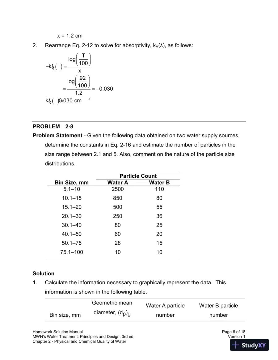 Solution Manual for MWH's Water Treatment: Principles and Design, 3rd Edition, page 7
