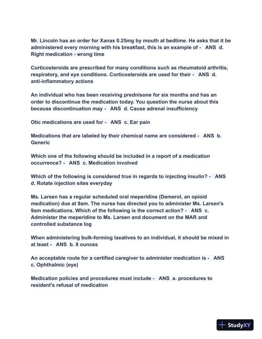 Comprehensive AZ Certified Caregiver Exam With Answers (80 Solved Questions), page 3