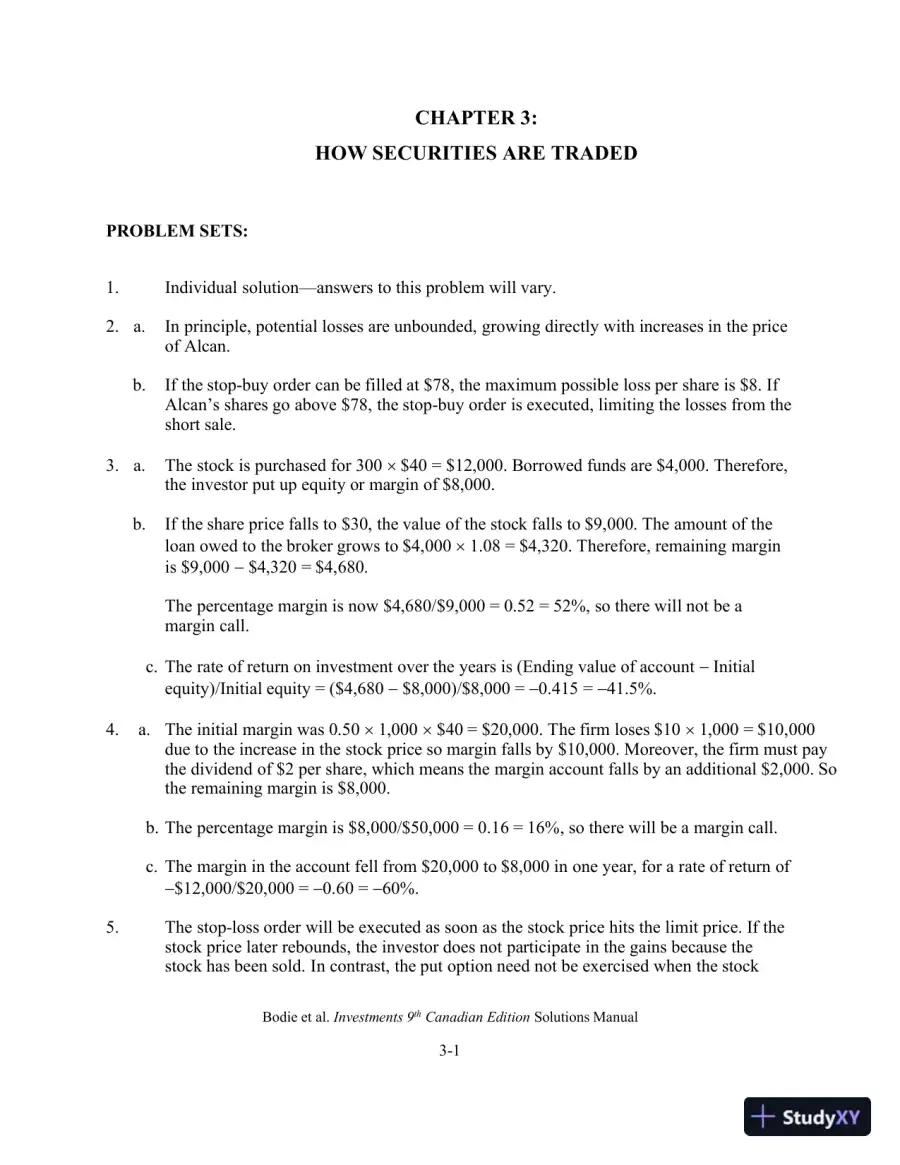 Solution Manual for Investments , Ninth Canadian Edition, page 12