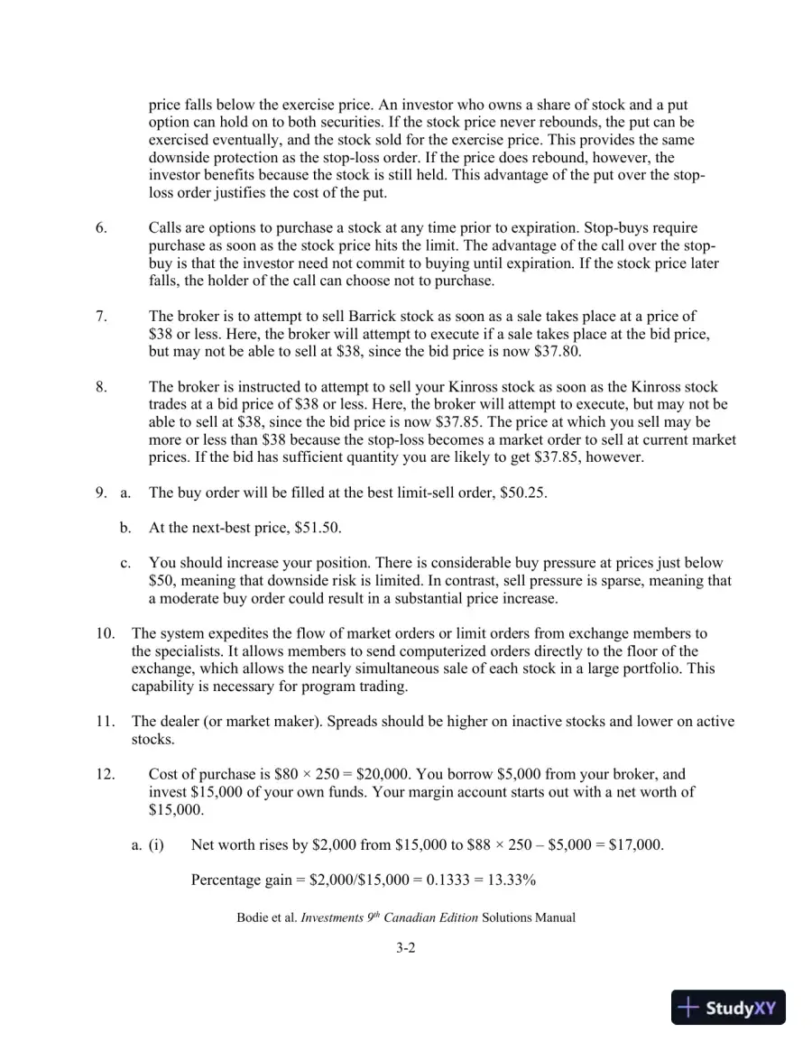 Solution Manual for Investments , Ninth Canadian Edition, page 13