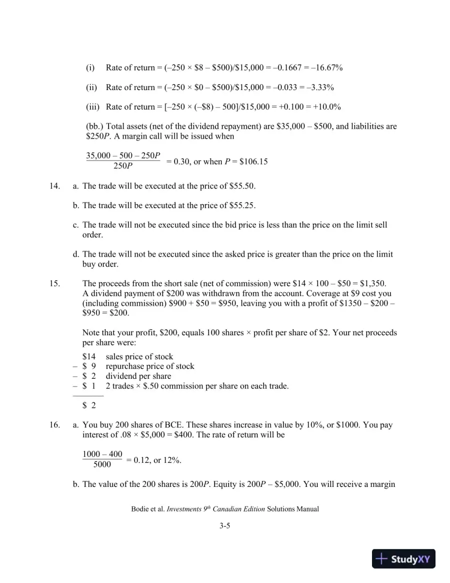 Solution Manual for Investments , Ninth Canadian Edition, page 16