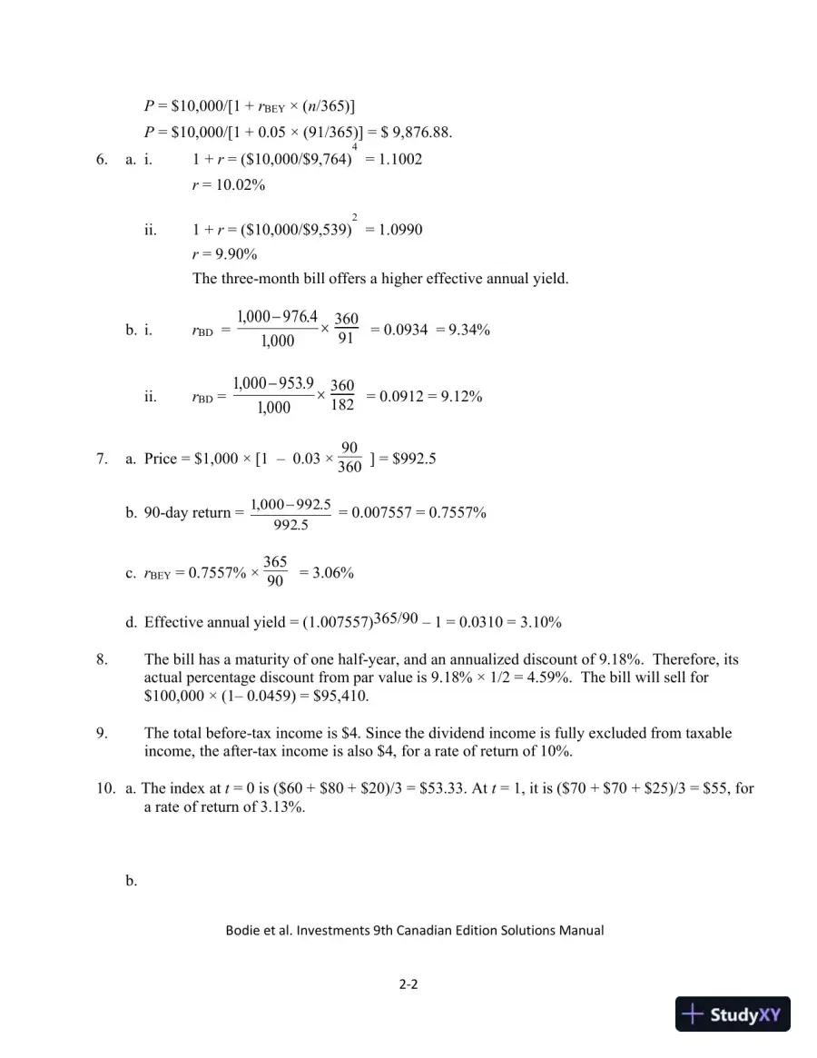 Solution Manual for Investments , Ninth Canadian Edition, page 7