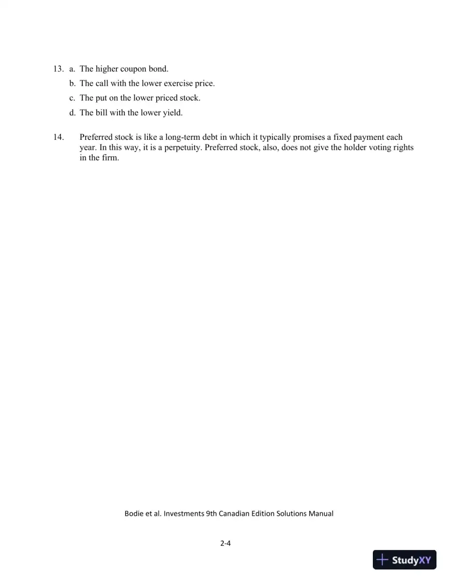 Solution Manual for Investments , Ninth Canadian Edition, page 9