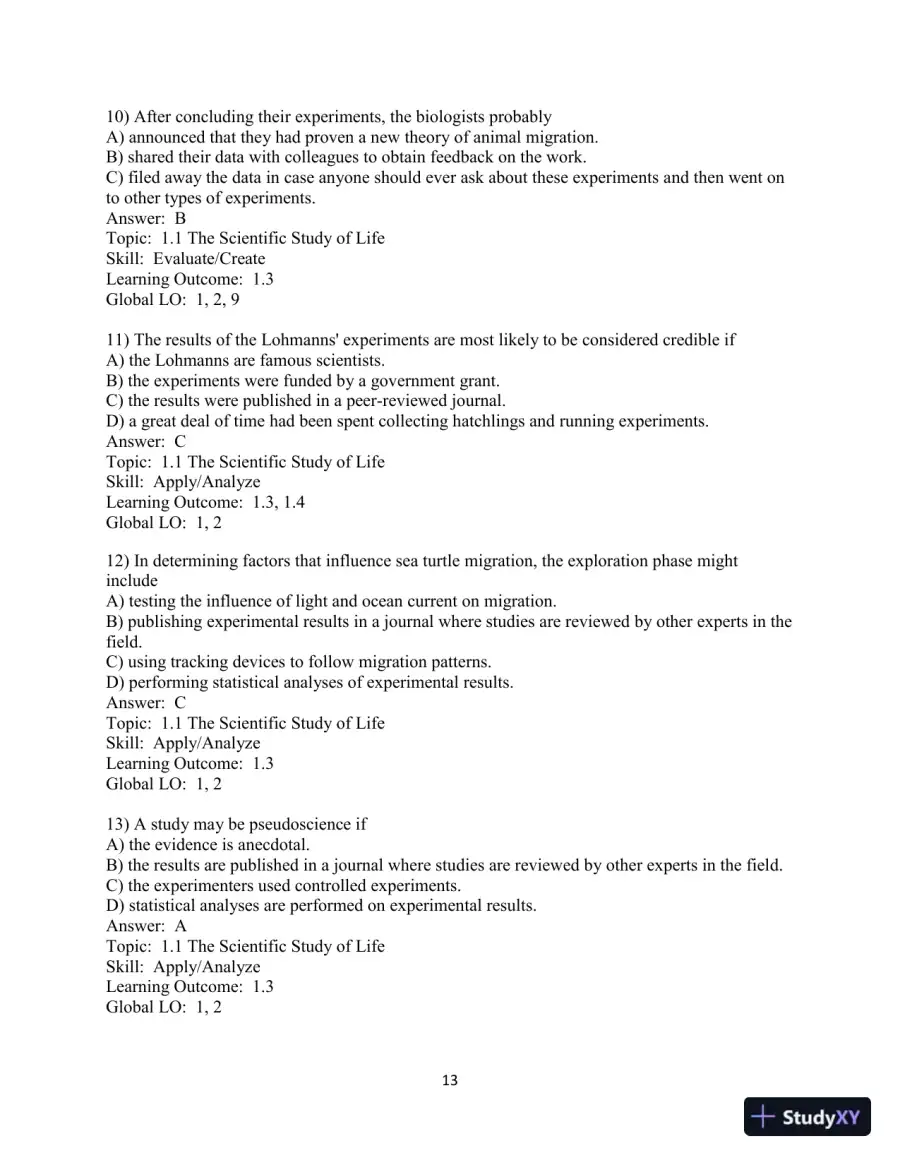 Test Bank for Campbell Essential Biology, 7th Edition, page 14