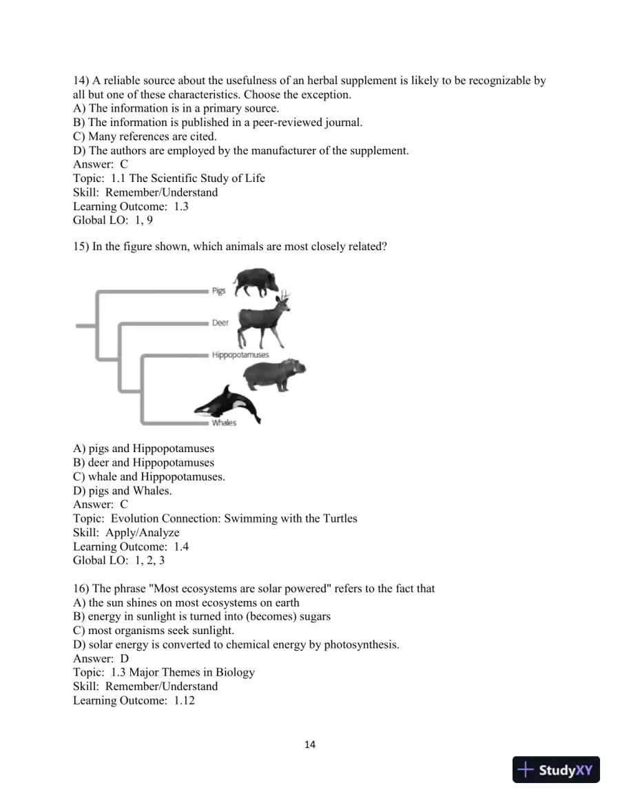 Test Bank for Campbell Essential Biology, 7th Edition, page 15
