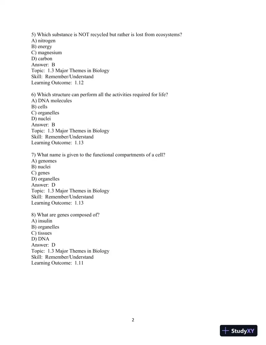 Test Bank for Campbell Essential Biology, 7th Edition, page 3