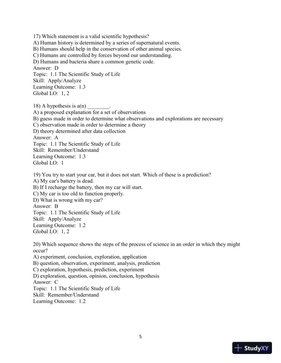 Test Bank for Campbell Essential Biology, 7th Edition, page 6