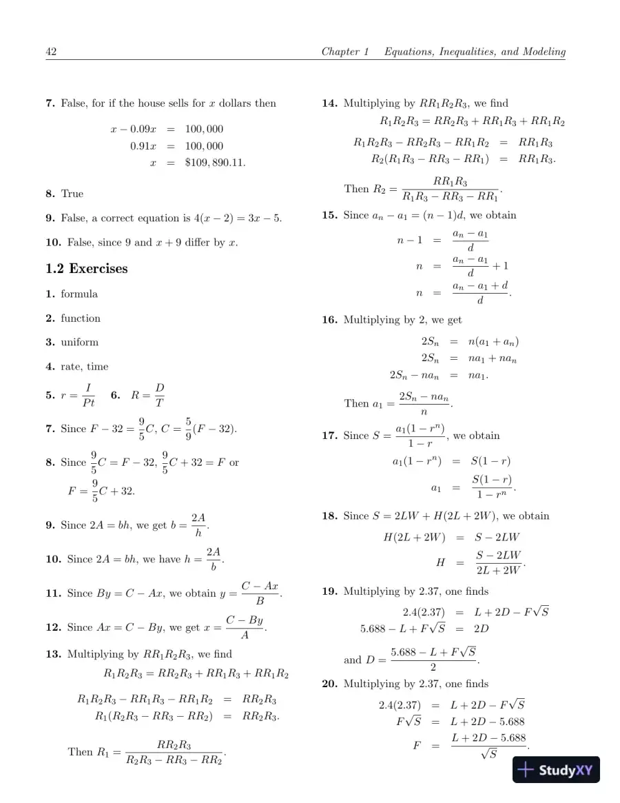 Solution Manual for College Algebra, 6th Edition, page 12