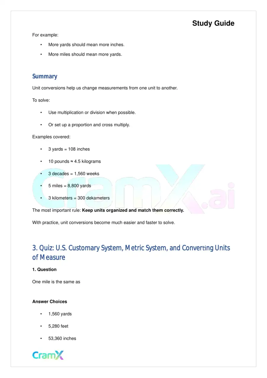 Basic Math and Pre-Algebra - Measurements, page 8