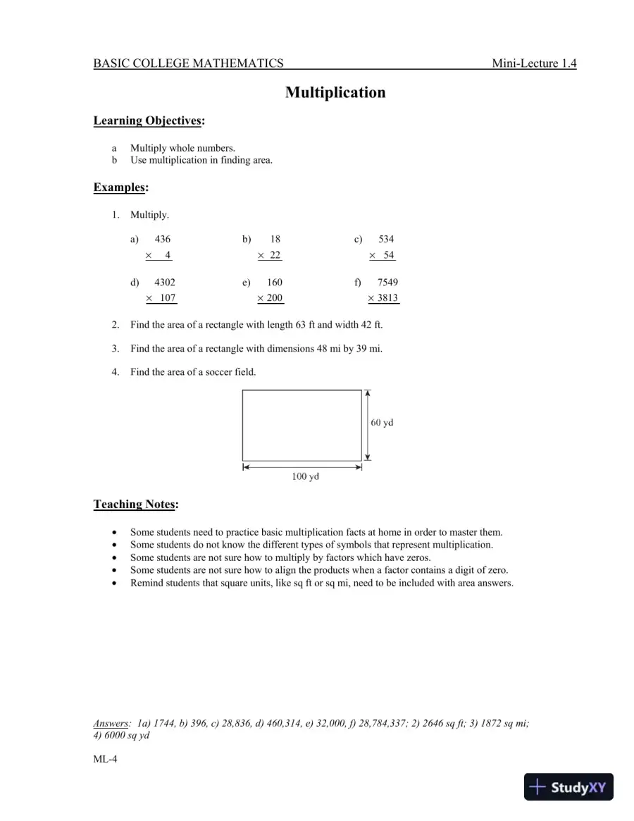 Revision Notes for Basic College Mathematics, 13th Edition, page 11