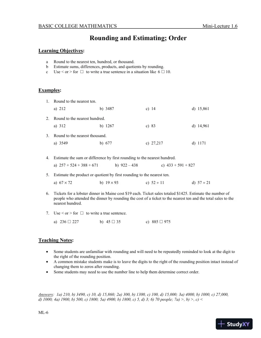 Revision Notes for Basic College Mathematics, 13th Edition, page 13