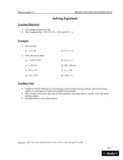 Revision Notes for Basic College Mathematics, 13th Edition - Page 14 preview image