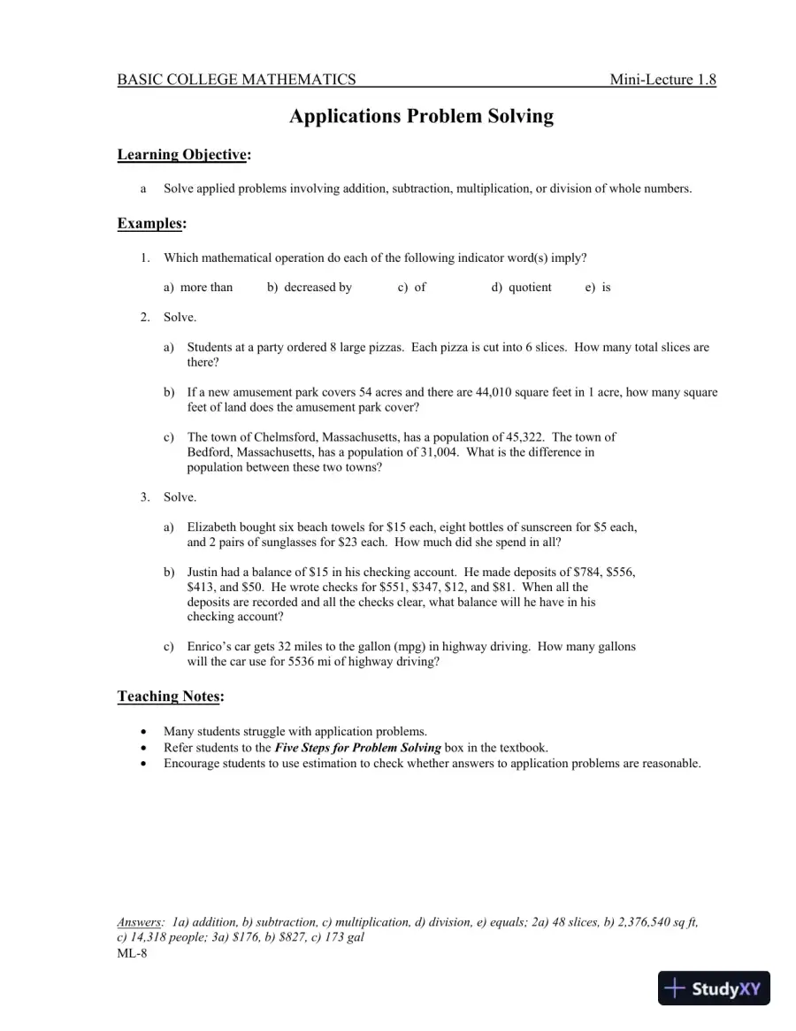 Revision Notes for Basic College Mathematics, 13th Edition, page 15