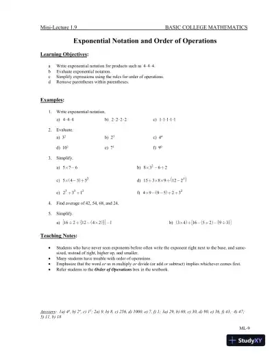 Revision Notes for Basic College Mathematics, 13th Edition - Page 16 preview image