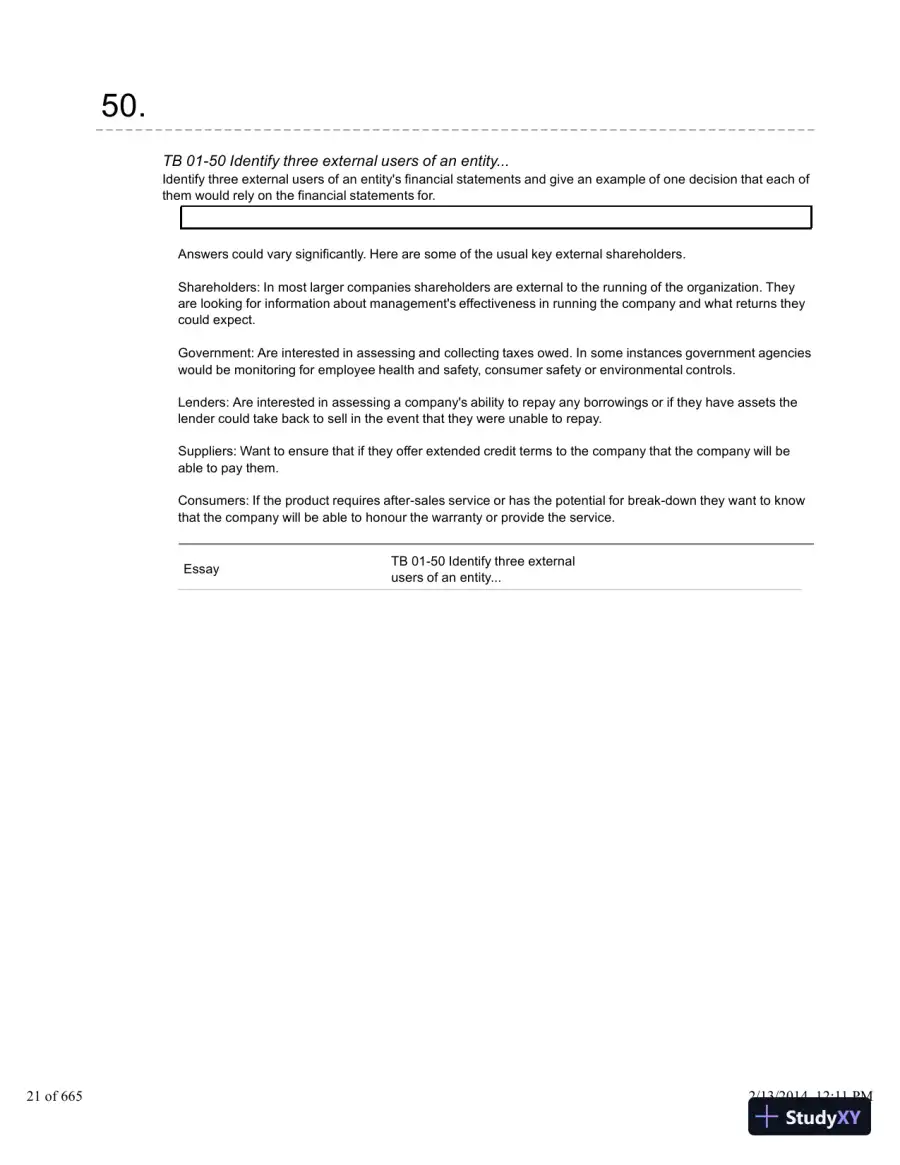 Financial Accounting: A Critical Approach 2013, 4th Edition Test Bank, page 22