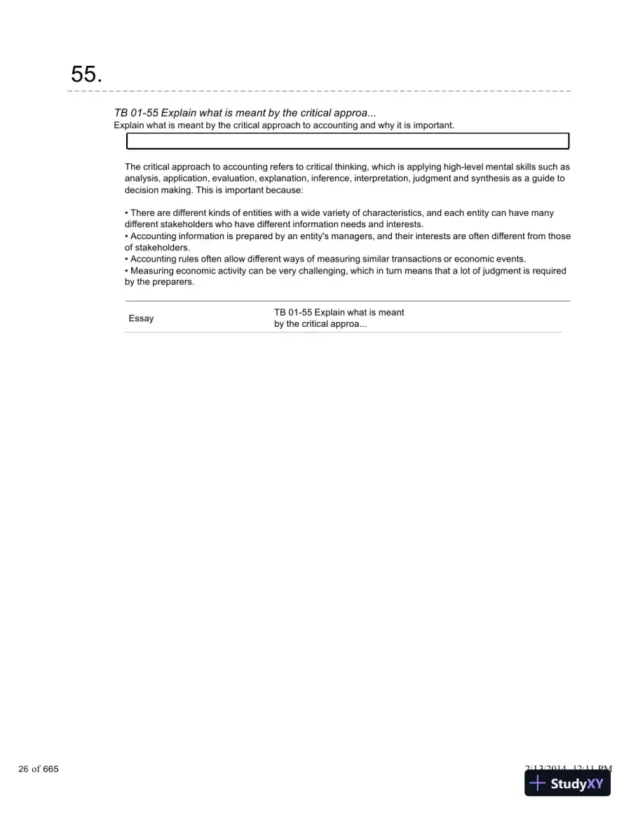 Financial Accounting: A Critical Approach 2013, 4th Edition Test Bank, page 27