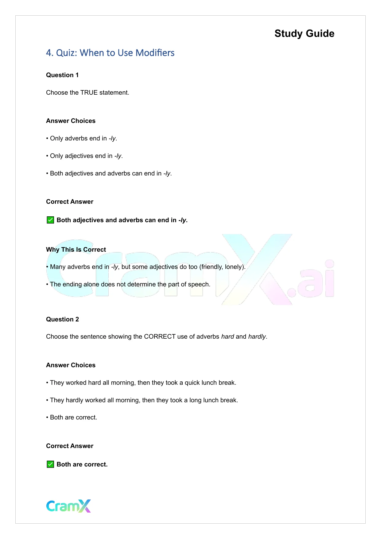 English - Modifiers Adjectives, Adverbs, and Compo - Page 10 preview image