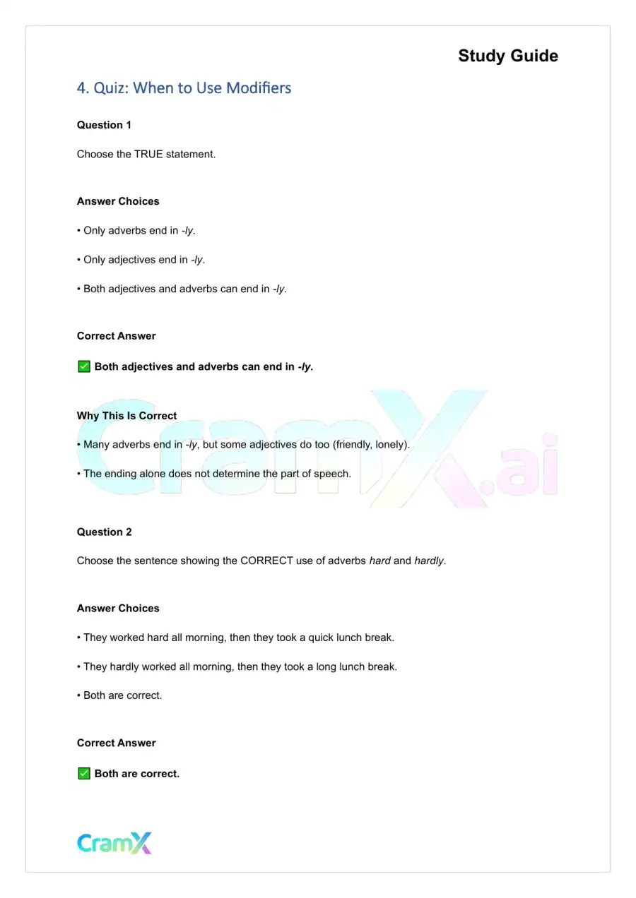 English - Modifiers Adjectives, Adverbs, and Compo, page 10