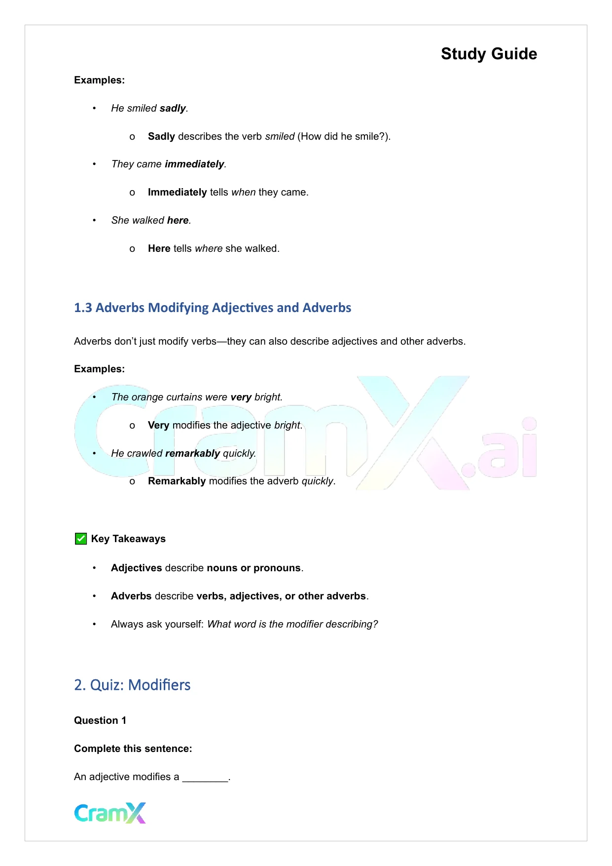 English - Modifiers Adjectives, Adverbs, and Compo - Page 2 preview image