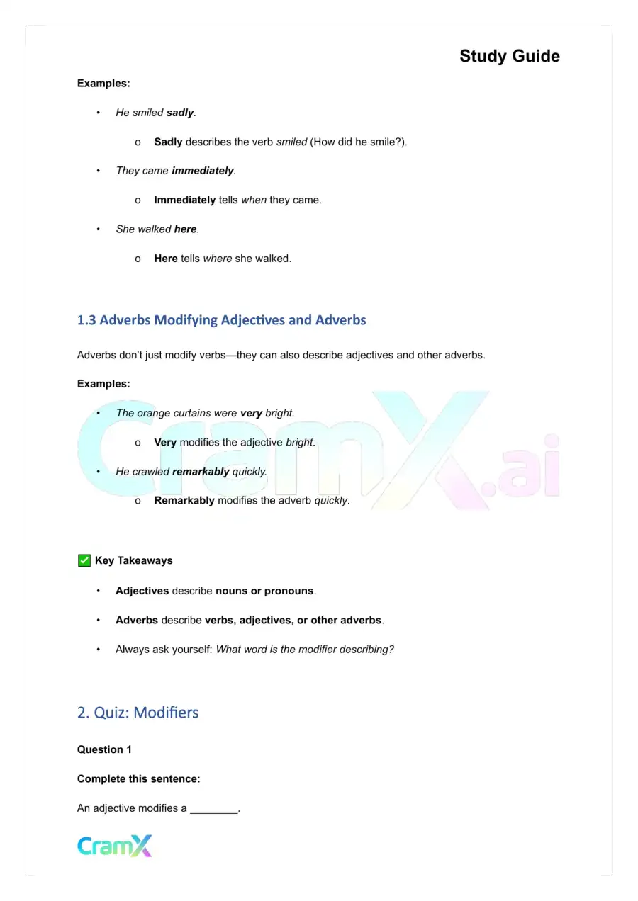 English - Modifiers Adjectives, Adverbs, and Compo, page 2