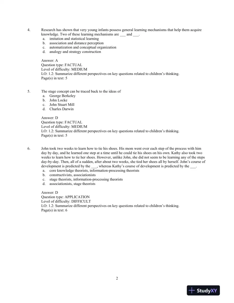 Test Bank for The Children's Thinking, 5th Edition, page 5