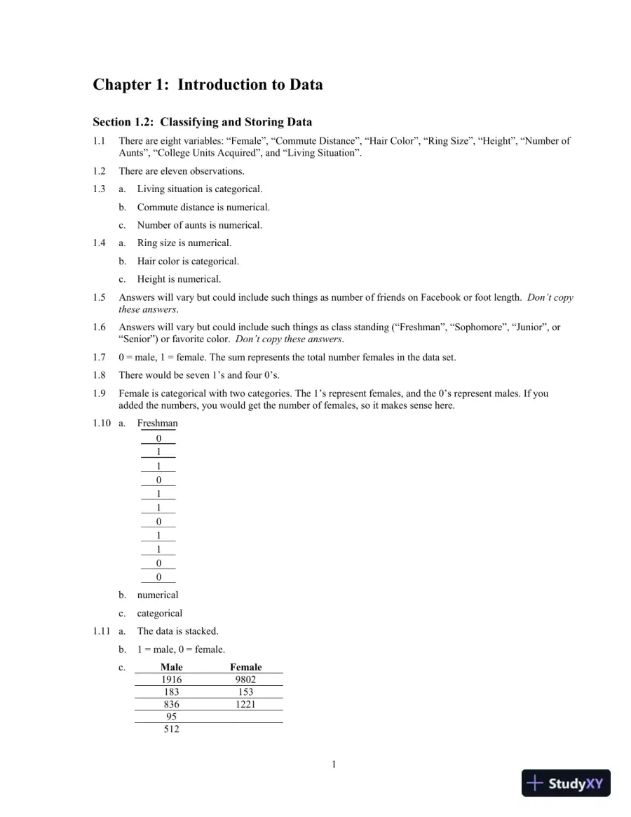 Solution Manual for Introductory Statistics: Exploring the World Through Data, 3rd Edition, page 7