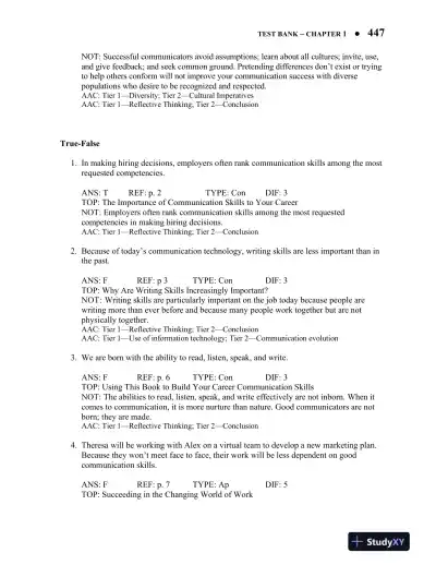 Essentials of Business Communication Canadian 6th Edition Test Bank - Page 12 preview image