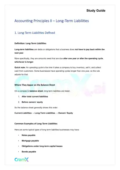 Accounting Principles II – Long-Term Liabilities - Page 1 preview image