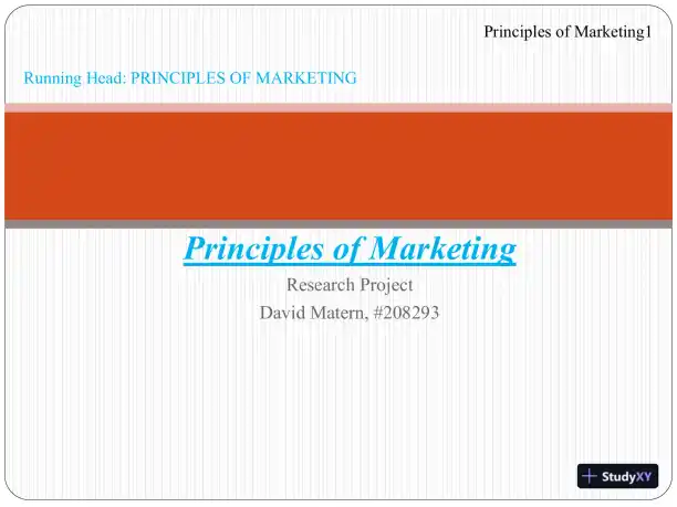 Principles Of Marketing Research Project - Page 1 preview image