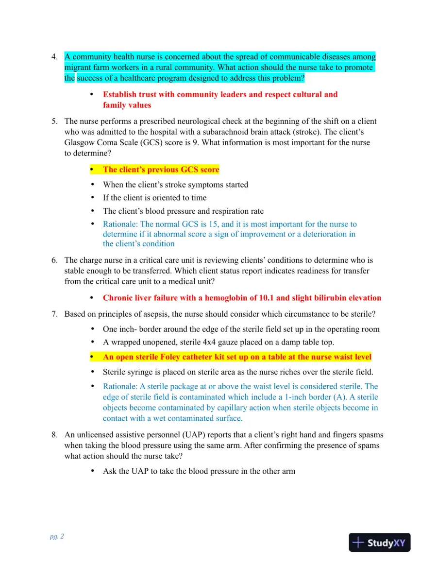 HESI PN Clinical Analysis Exit Exam Version 3 With Answers (100 Solved Questions), page 3