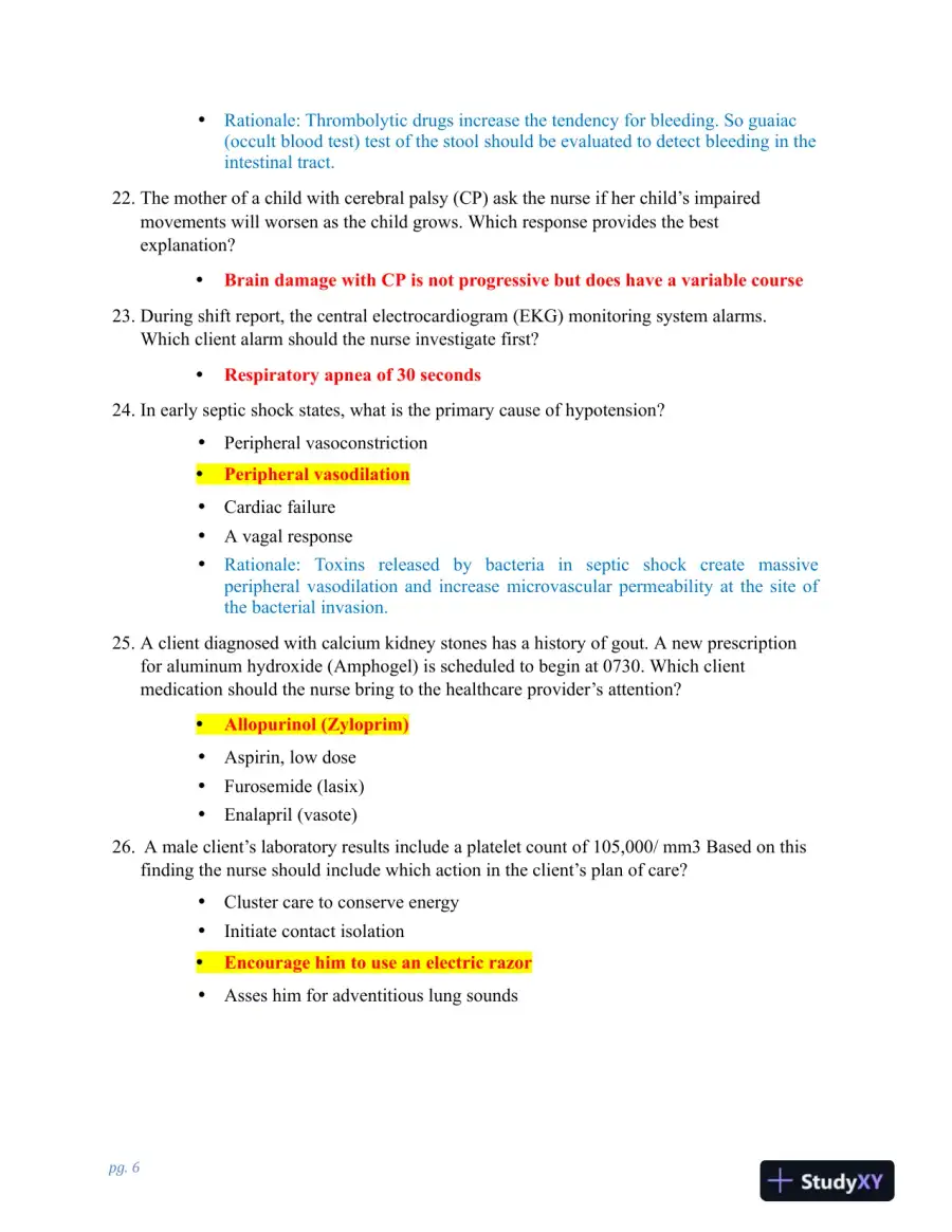 HESI PN Clinical Analysis Exit Exam Version 3 With Answers (100 Solved Questions), page 7
