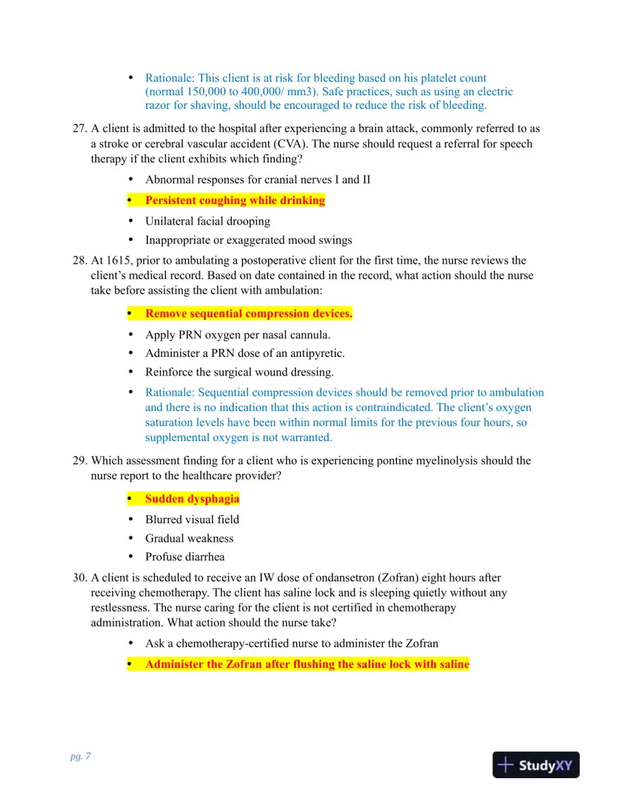 HESI PN Clinical Analysis Exit Exam Version 3 With Answers (100 Solved Questions), page 8
