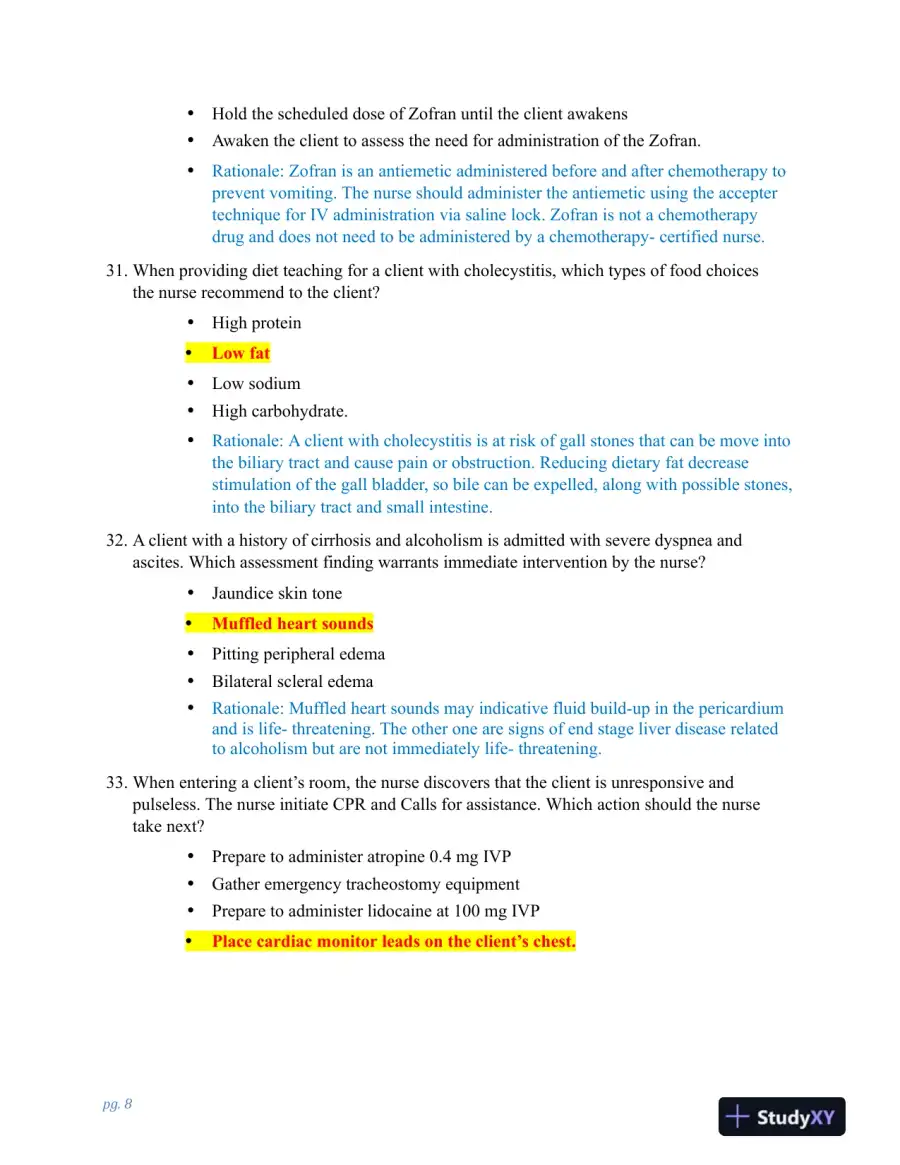 HESI PN Clinical Analysis Exit Exam Version 3 With Answers (100 Solved Questions), page 9