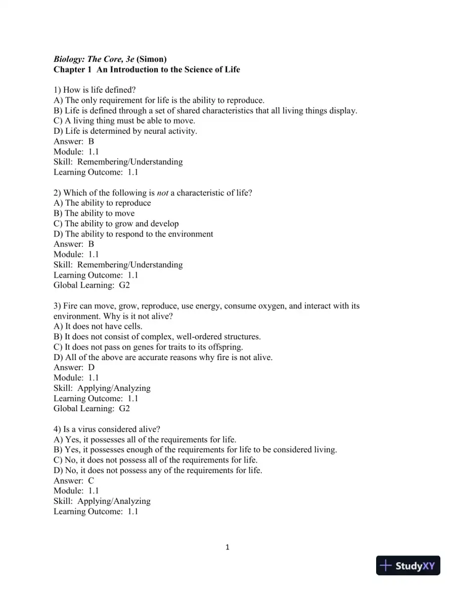 Test Bank For Biology: The Core, 3rd Edition, page 8
