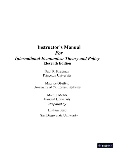 International Trade: Theory and Policy, 11th Edition Solution Manual - Page 1 preview image