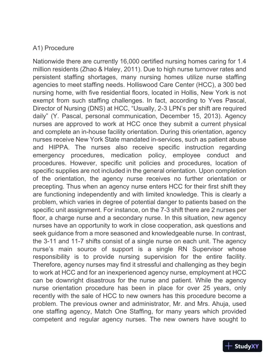 Challenges and Implications of Using Agency Nurses: A Case Study of Holliswood Care Center, page 3