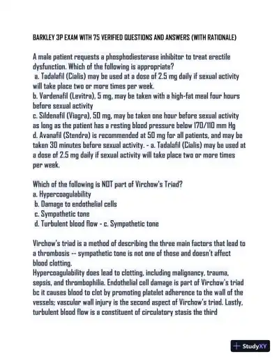 BARKLEY 3P Practice Exam with Answers (92 Solved Questions) - Page 1 preview image