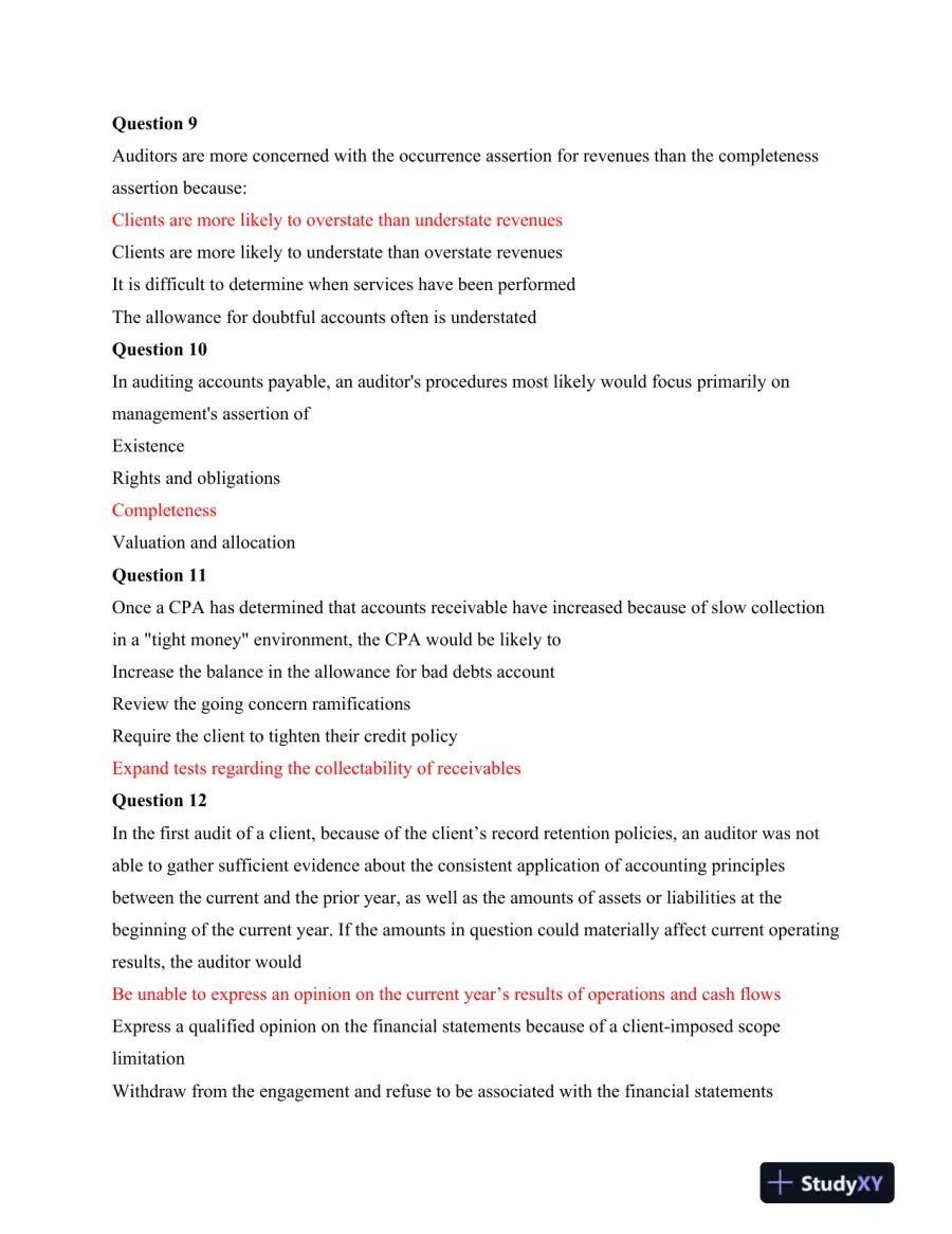 Accounting Audit Final Exam MCQs 2015, page 4