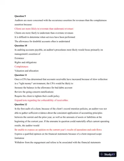 Accounting Audit Final Exam MCQs 2015 - Page 4 preview image