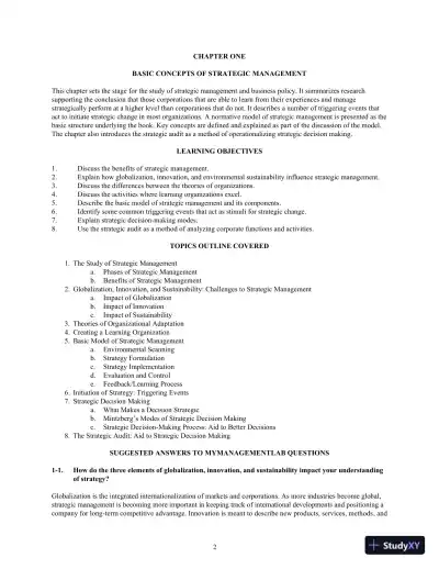 Concepts in Strategic Management and Business Policy: Globalization, Innovation and Sustainability, 15th Edition Solution Manual - Page 10 preview image