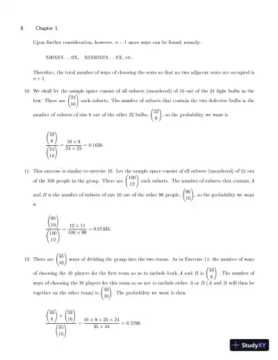 Solution Manual for Probability and Statistics, 3rd Edition - Page 16 preview image