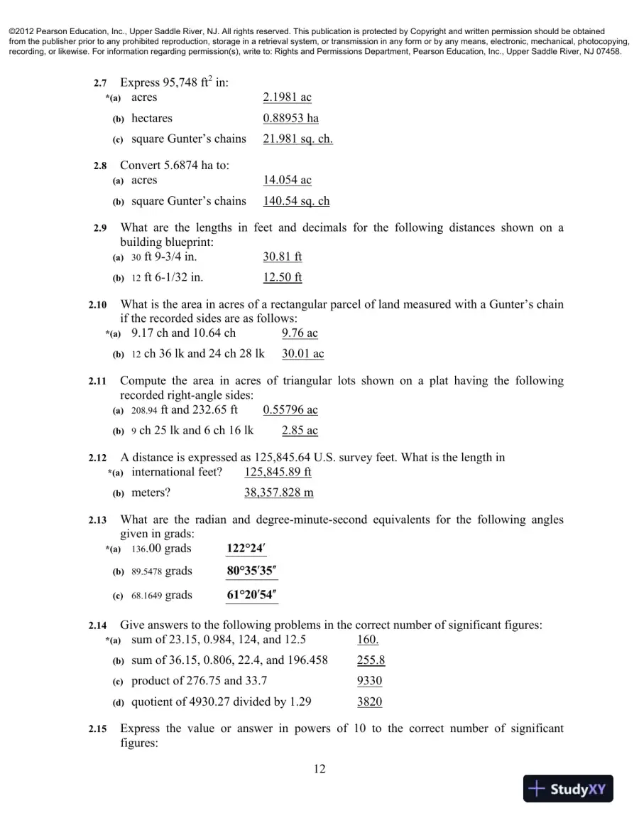 Solution Manual For Elementary Surveying: An Introduction To Geomatics, 13th Edition, page 8